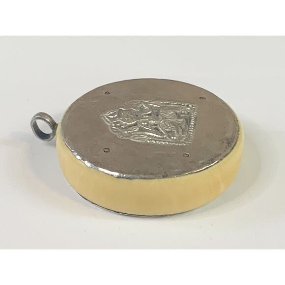 Rajasthan India Hindu Vtg Tribal Sterling Repousse Pendant Handmade Artisan - Picture 2 of 7